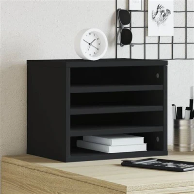 Image de vidaXL Organisateur de bureau noir 36x26x29,5 cm bois d&#039;ingénierie848046