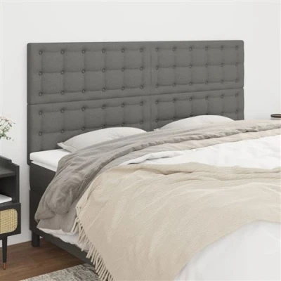 Afbeelding van vidaXL Hoofdborden 4 st 80x5x78/88 cm stof donkergrijs