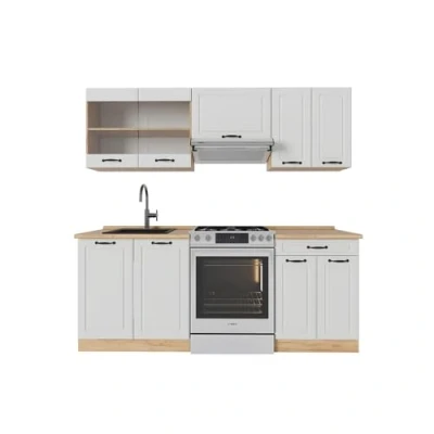Afbeelding van Vicco Complete keukeneenheid R Line, Wit landhuis/gouden eik, 200 cm zonder werkblad