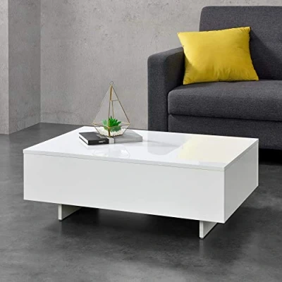 Afbeelding van Salontafel Braunschweig 85x55x31 cm wit hoogglans