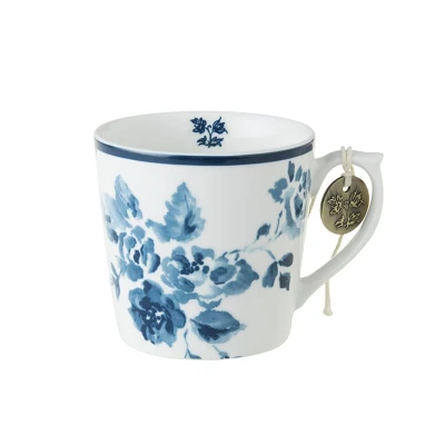 Afbeelding van Laura Ashley Blauw China Rose Set 4 Mini Mugs 24cl Wit Porselein