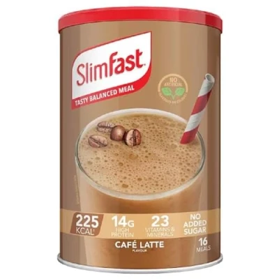 Afbeelding van SlimFast evenwichtige maaltijdshake voor een voeding met vitaminen en mineralen, rijk aan vezels, koffiesmaak, 16 porties, 584 g (1 stuk)
