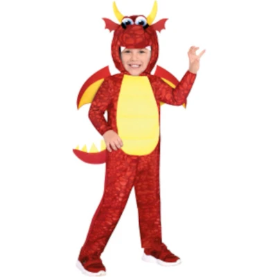 Afbeelding van Amscan Kinderkostuum Draak Junior Polyester Rood/geel Mt 6 8 Jaar