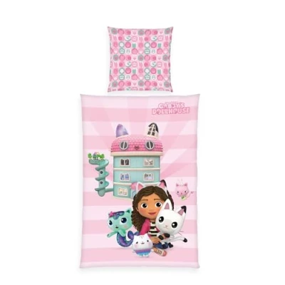 Afbeelding van Herding Gabby&#039;s Dollhouse Beddengoedset, kussensloop 70 x 90 cm, met ritssluiting en omkeerbaar patroon, dekbedovertrek 140 200 ritssluiting, 100% versterkt katoen