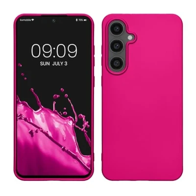 Afbeelding van kwmobile telefoonhoesje geschikt voor Samsung Galaxy S24 FE Hoesje smartphone Back cover in metallic roze