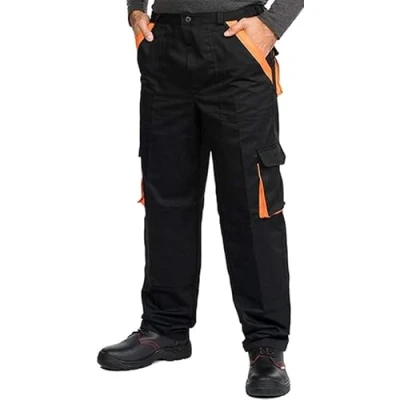 Afbeelding van MAZALAT werkkleding heren werkbroek, met kniezakken, werkkleding, grote maat S XXXL, cargo, multifunctionele zakken, Zwart/Oranje