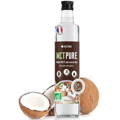 Afbeelding van Nutribe MCT Pure C8 C10 biologisch, koudgeperst, 500 ml, vergemakkelijkt voedingsketose, Frans merk