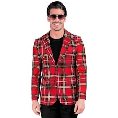 Afbeelding van Widmann Landen Thema Kostuum Scott Mactartan Colbert Man Rood Large Carnavalskleding Verkleedkleding