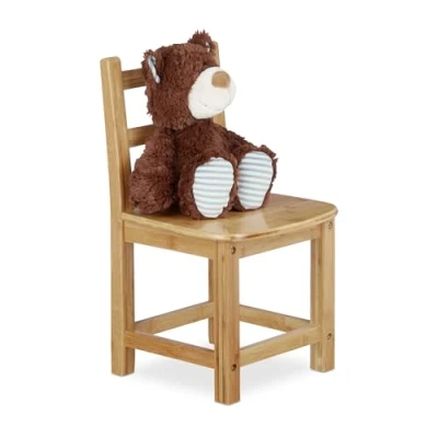 Afbeelding van Relaxdays Kinderstoel bamboe RUSTICO natuur kinderkamer hout voor meisjes en jongens h x b d: 50 28,5 28 cm, naturel