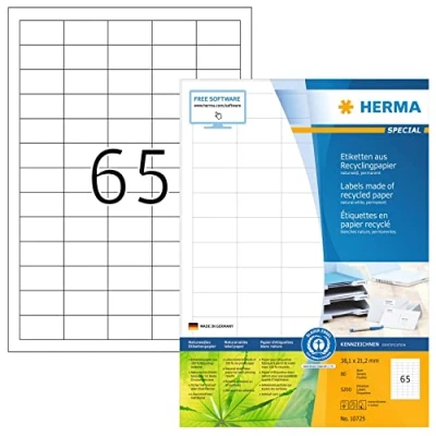 Afbeelding van Etiket HERMA recycling 10725 38.1x21.2mm 5200stuks wit