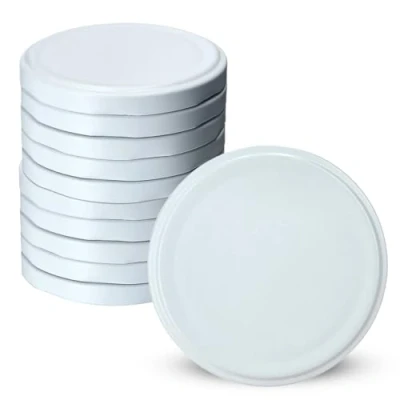 Afbeelding van KADAX Schroefdeksel met diameter van 110 mm, metalen twist off deksel 8 inkepingen, reservedeksel voor inmaakpotten (10 stuks, wit)
