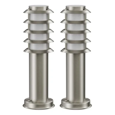 Afbeelding van ledscom.de 2 stuks padlicht/lichtklem/tuinlamp PORU voor buiten, IP44, rooster, 39 cm, roestvrij staal, 1 x E27 max. 40 W.
