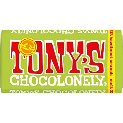 Afbeelding van Chocolade Tony&#039;s Chocolonely melk hazelnoot crunch reep 180gr