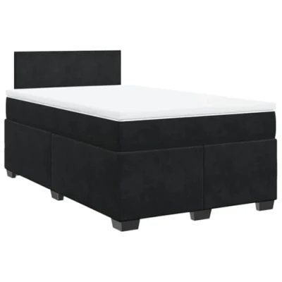Image de vidaXL Sommier à lattes de lit avec matelas noir 120x190 cm velours