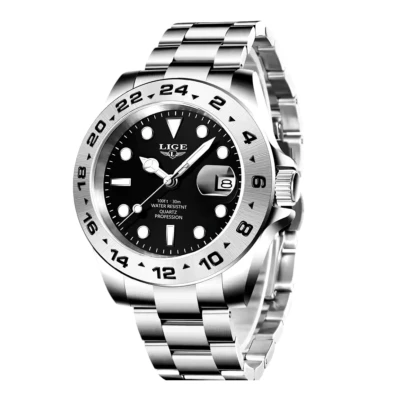 Afbeelding van Lige HerenHorloge Zilver met Zwart