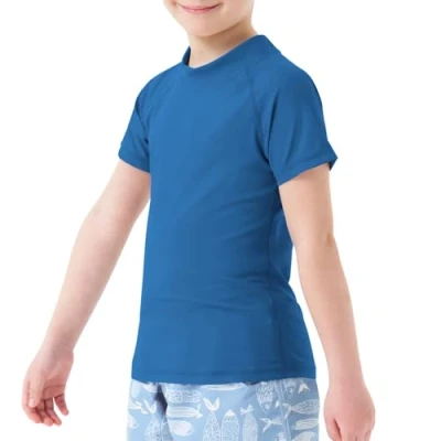 Afbeelding van MEETWEE Rash Vest kinderbadpak, lange mouwen, korte UPF 50 + zonwering, rashguard, 5 15 jaar, Blauw, mouwen