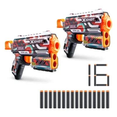 Afbeelding van X Shot Skins Flux Reckoning Set van 2 (16 darts), schuimrubberen dartblaster, speelgoedpistool, dartpijlen met luchtzaktechnologie