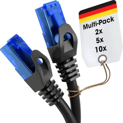 Afbeelding van KabelDirekt 5 x 0,25 m Ethernet &amp; patch netwerkkabels (RJ45 stekker, voor volledig genieten van de vezelsnelheid, ideaal gigabit LAN netwerken, routers, modems en switches, zwart).