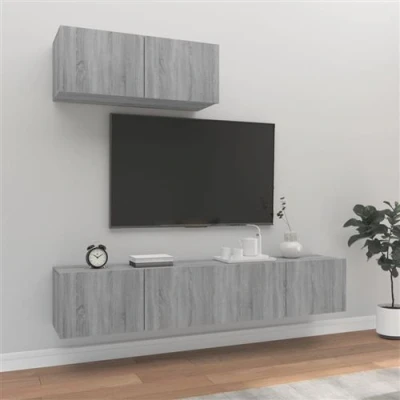 Afbeelding van vidaXL 3 delige Tv meubelset bewerkt hout grijs sonoma eikenkleurig