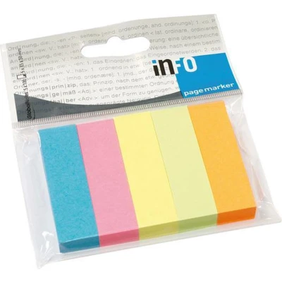 Afbeelding van Info Page Marker papier brilliant 15x50mm, 5 kleuren