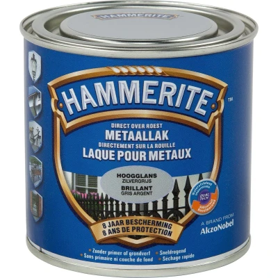 Afbeelding van Hammerite Metaallak Hoogglans Zilvergrijs 0.25L