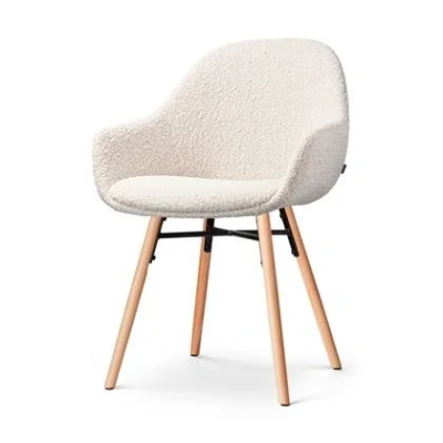 Afbeelding van Nolon Nena Mae Eetkamerstoel Bouclé Beige Armleuning Stof