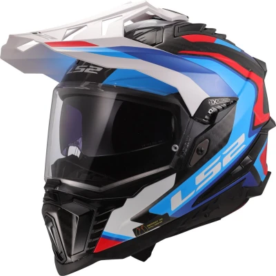 Afbeelding van LS2 MX701 Explorer Carbon Adventure helm Frontier II glans wit blauw XXXL