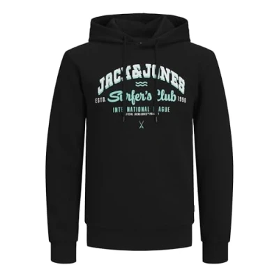 Image de JACK&amp;JONES JJELOGO Sweat à capuche 2 COL 24/25 Noos, Encre noire., XS