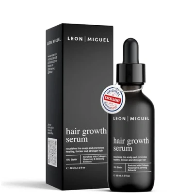 Afbeelding van Leon Miguel Hair Growth serum Biotine 5% en ginseng voor snellere haargroei voorkomt haaruitval, sterker dikker haar, anti haaruitval mannen