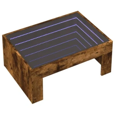 Image de vidaXL Table basse avec LED infini chêne fumé 70x50x30 cm847613