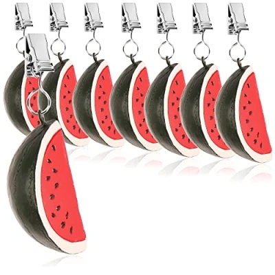 Afbeelding van COM FOUR® 8 x tafelkleedgewichten weerbestendig tafelkleedgewicht met clip tafelkleedclip in meloendesign ca. 40 g (8 stuks meloen g)