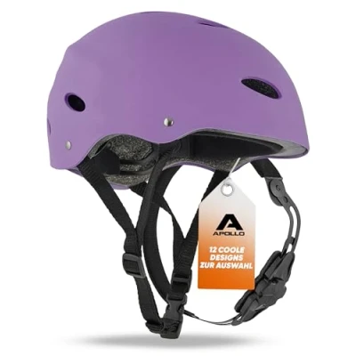 Afbeelding van Apollo fietshelm voor kinderen, verstelbare helm skaten, scooters, fietsen, met draaiknop, herenfietshelm, dames, geschikt kinderen en volwassenen, verschillende maten