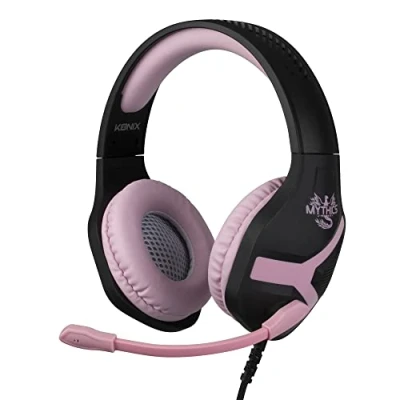 Afbeelding van Konix Mythics Nemesis universele gaming hoofdtelefoon, bekabeld, 40 mm luidspreker, microfoon, 1,5 m jackkabel, zwart en roze