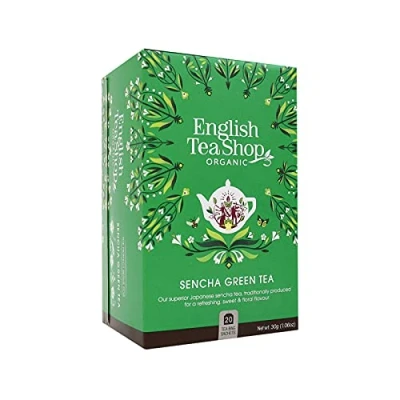 Afbeelding van English Tea Shop biologische sencha groene thee Traditionele uit Japan met kruidachtige noten Doos 20 zakjes