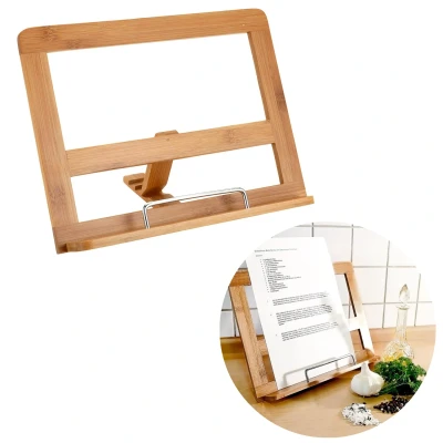 Afbeelding van Cheqo® Kookboek Standaard Kookboekstandaard Boek Muziekboek Houder Boekenstandaard Tablet Bamboe