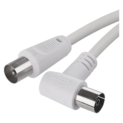 Afbeelding van EMOS coaxiale tv antennekabel 5 m coaxkabel voor digitale tv, ontvanger, satelliet, dubbele afscherming, rechte coaxstekker op stekker haaks (90)
