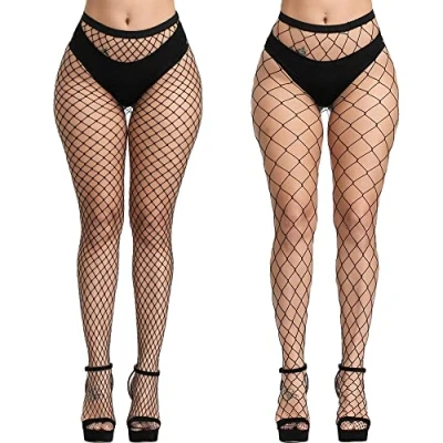 Afbeelding van Dreshow Sexy elastische panty&#039;s voor dames met hoge taille, visnetkousen, dijbeenhoge kousen, 4 paar