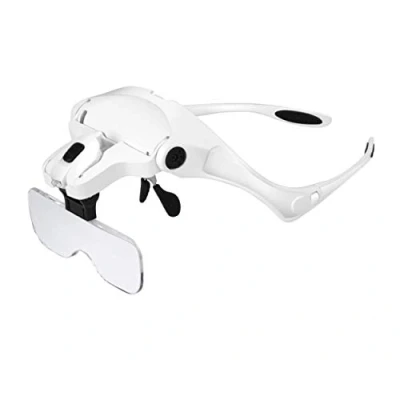 Afbeelding van Locisne Led verlicht handsfree vergrootglas, (1,0 x 3,5 x) 5 verwisselbare lenzen, reparatie hoofdtelefoon om te lezen, sieradenvergrootglas, elektronisch horloge