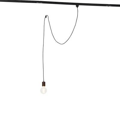 Afbeelding van QAZQA Hanglamp met rail ophanging donkerbrons Cavalux