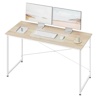 Afbeelding van WOLTU bureau d&#039;ordinateur 140 x 60 cm en bois dérivé du avec structure métal pour bureau, à domicile, chambre coucher, chêne clair