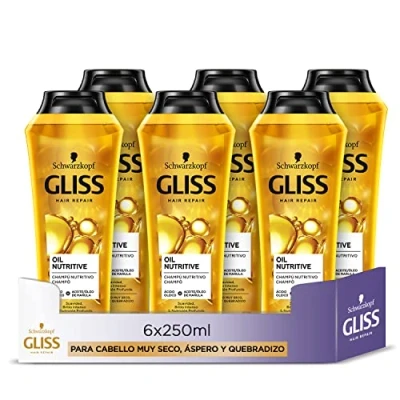 Afbeelding van Gliss Shampoo voor zeer droog, broos of haar Oil Nutritive 6 eenheden van 250 ml (1500 ml) Nutrition assortiment