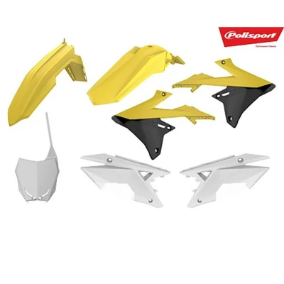 Afbeelding van Polisport Plastickit Suzuki RMZ250 2019 2023 RMZ450 2018 Origineel Geel / Wit Zwart
