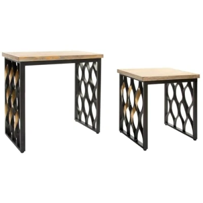 Afbeelding van Set van 2 tafels Home ESPRIT Hout Metaal 64 x 34 65 cm