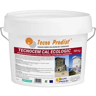 Afbeelding van Tecno Prodist Ecologische kalkmortel, extra ademend, vochtbestendig, waterdicht, voor pleisterwerk en pleisterwerk, eenvoudig aan te brengen, wit