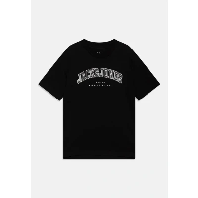 Afbeelding van Jack &amp; Jones Junior Jjecaleb Varsity NOOS Tshirt print Black voor kinderen, Maat: 140,
