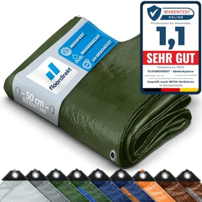 Afbeelding van Dekzeil, beschermzeil, bootzeil, grondzeil voor kamperen en outdooractiviteiten, tuin, waterdicht zeil met ringen, verschillende kwaliteiten, maten kleuren, 2 x 3 m, 240 g/m², groen