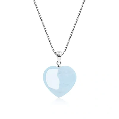 Afbeelding van COAI Halsketting 925 sterling zilver hanger hart steen dames, Steen, Aquamarijn