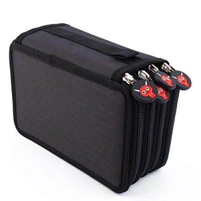 Afbeelding van Yosoo 72 stuks kleuren potlood koffer tas stationaire met grote capaciteit Oxford meerlaags organizer (zwart)