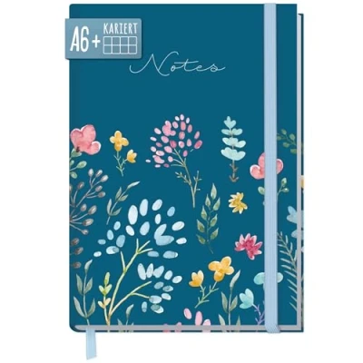 Afbeelding van paper&amp;you® Notitieboek, geruit, A6+ met elastiek [Happy Flower] 156 pagina&#039;s, 78 vellen, duurzaam, klimaatvriendelijk