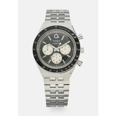 Afbeelding van Timex Q Chronograph Chronograaf silvercoloured, Heren, Maat: One Size, Silver coloured